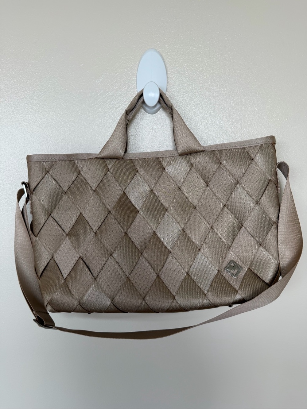MAGGIE BAGS Tan Recycled Seatbelt Large Tote Bag